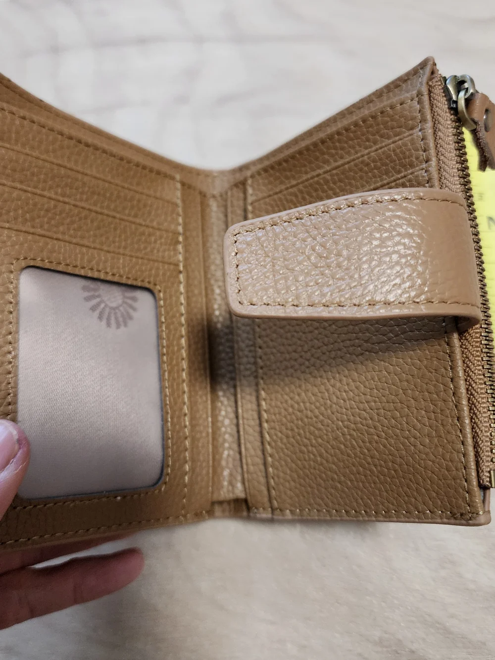Taupe Pebbled Leather Women's Bifold Wallet Snap Closure NWT